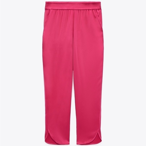 Sold out in stores! Zara fushia pink pants satin like pants woman size XS - Picture 4 of 10